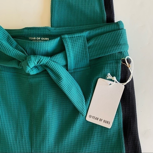 Year of Ours Revolve 38 High Waisted Belted Leggings Women’s XL Green New - Picture 5 of 9